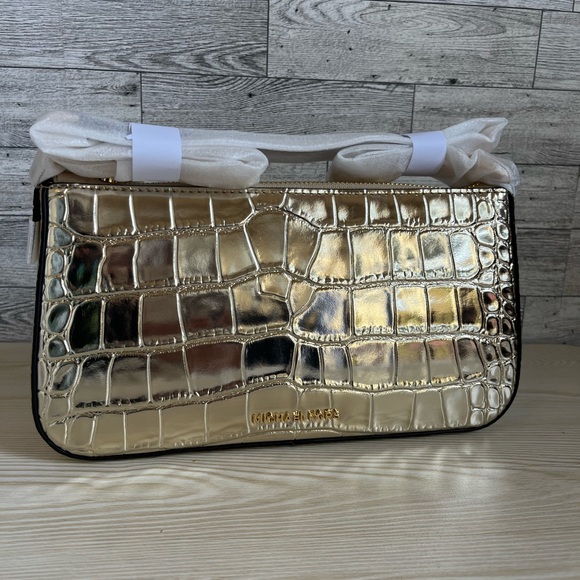 Michael Kors Pale Gold Crocodile Embossed Empire Shoulder Bag - Picture 5 of 6